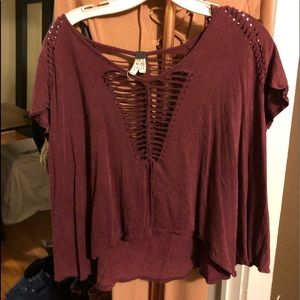Free People burgundy shirt
